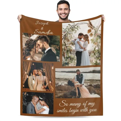 Vista 20 de Manta personalizada con imagen, mantas personalizadas para familia, marido, esposa, en cumpleaños, Navidad