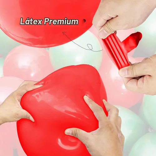 Vista 4 de 100 globos rojos de 12 pulgadas y globos verde oscuro para decoraciones de fiesta de cumpleaños y Navidad
