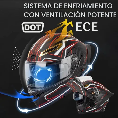 Vista 2 de AAREG - Casco de motocicleta con bluetooth, visera frontal abatible aprobada por DOT/ECE, viseras antivaho duales, para adultos, hombres, mujeres