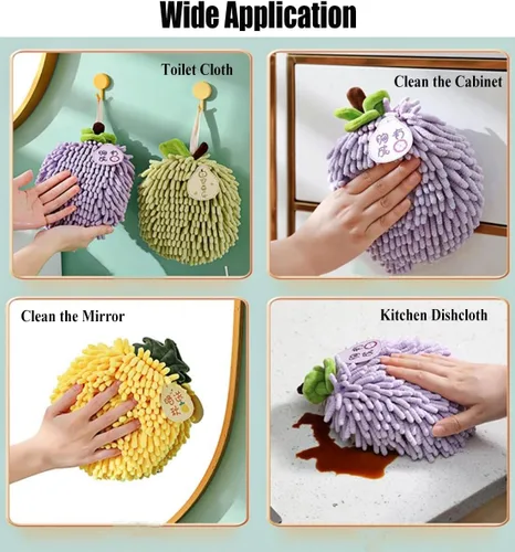 Vista 3 de Juego de 2 toallas de mano de felpilla mullidas para colgar, suaves, absorbentes, de secado rápido, para baño y cocina, toallas de mano suaves