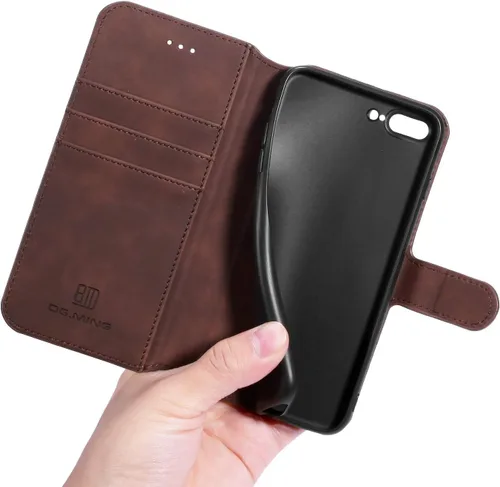 Vista 4 de UEEBAI Funda de cuero PU para iPhone 6 6S, Vintage Retro Premium Wallet Flip Cover TPU Inner Shell [ranuras para tarjetas] [Cierre magnético]