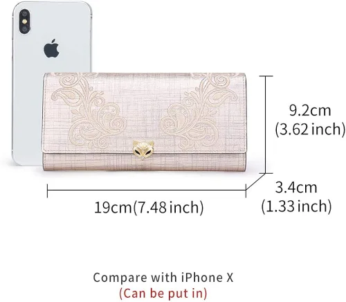 Vista 2 de Carteras de mano de cuero para mujer con triple pliegue carteras grandes