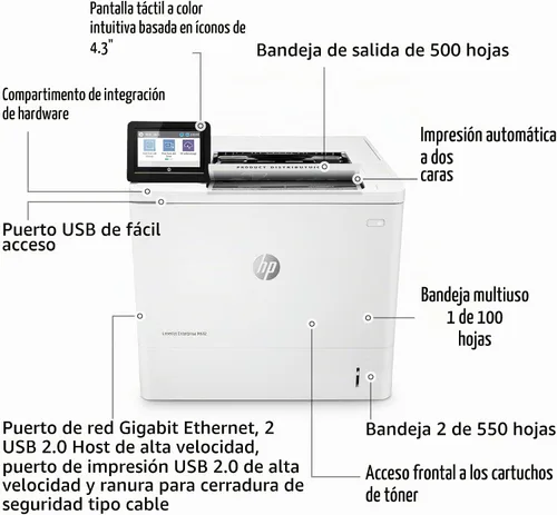 Vista 4 de HP LaserJet Enterprise M612dn Monocromo Impresora láser Duplex Impresión rápida en blanco y negro Impresión automática a doble cara