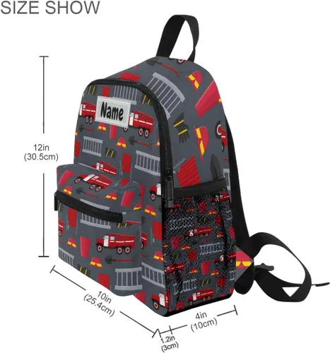 Vista 3 de Mochilas personalizadas para niños, Camión de bomberos, Mochilas Daypack