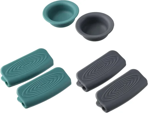Vista 5 de Cubierta de mango de hierro fundido, 6 cubiertas universales de silicona para tapa de olla, cubierta de tapa de sartén para cocinar hornear