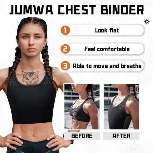 Vista 3 de Jumwa Chest Binder Trans Binder for Transgender FTM Cosplay Compression Bra