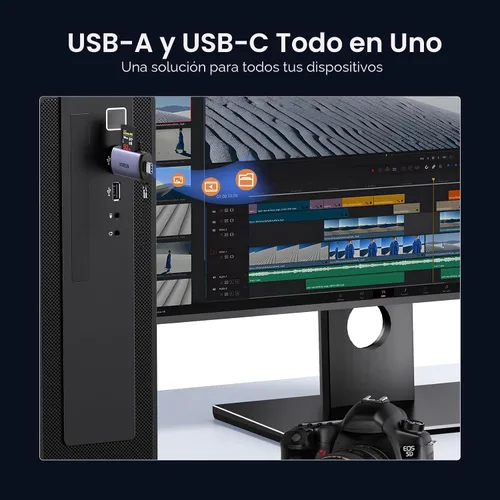 Vista 4 de UGREEN Lector de Tarjetas SD USB C, Lector de Tarjetas Micro SD USB 3.0 2 en 1 Lector de Tarjetas de Memoria para MicroSD SDHC SDXC Compatible