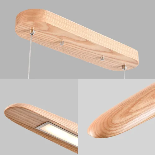 Vista 9 de YISDESIGN Lámpara Colgante Lineal LED de Madera de 39" 24W, Lámpara LED para Comedor Regulable, Lámpara Colgante para Comedor, Cocina, Isla, Mesa