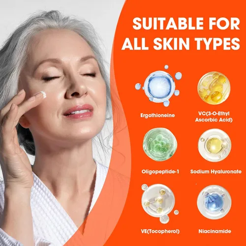 Vista 3 de Suero súper vitamina C para mujeres mayores de 70 años, paquete total todo en uno, suero facial para piel madura, hidratante, levantamiento