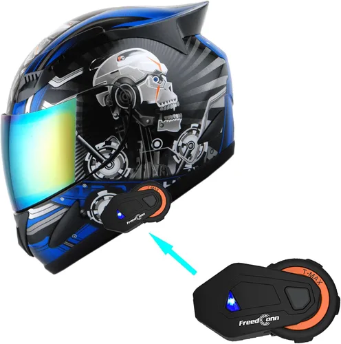 Vista 9 de 1Storm - Casco de cabeza completa para motocicleta, diseño de calavera mecánica HJDJ11