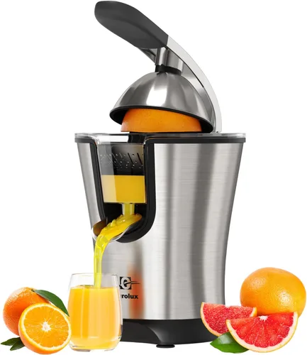 Vista 7 de Eurolux Exprimidor eléctrico de naranja Exprimidor de cítricos profesional de acero inoxidable con mango de agarre suave para exprimir sin