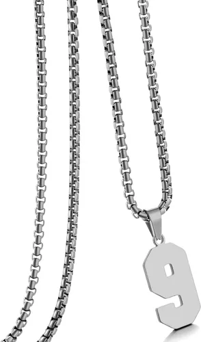 Vista 93 de Collar de Número Dorado para Hombre, Cadena de Acero Inoxidable con Colgante de Número para Atletas, Joyería Deportiva Personalizada para Niños