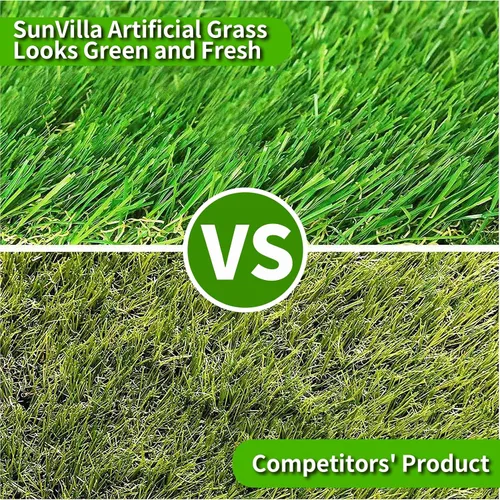 Vista 7 de SunVilla Alfombra de césped artificial para interior y exterior, 1 pie x 13 pies (13 pies cuadrados) Alfombra sintética gruesa y realista de césped