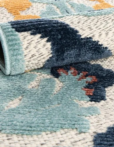 Vista 5 de Unique Loom Belize Outdoor Collection - Alfombra rectangular de 2 x 3 pies 1 pulgada, color marfil y azul marino