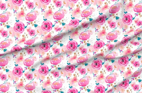 Vista 4 de Spoonflower Tela - Bloom Florals Girl Nursery Flores de acuarela Shabby Chic Girls Impreso en tela de gasa Fat Quarter - Ropa de moda de costura