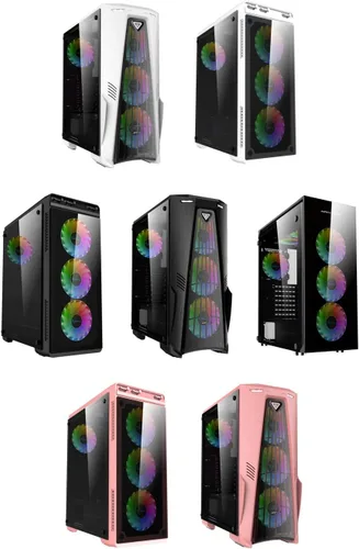 Vista 3 de Apevia FB4-RGB Frostblade Ventilador LED silencioso RGB de 4.724 in que cambia de color para juegos con control remoto, 16 LED y 8 almohadillas