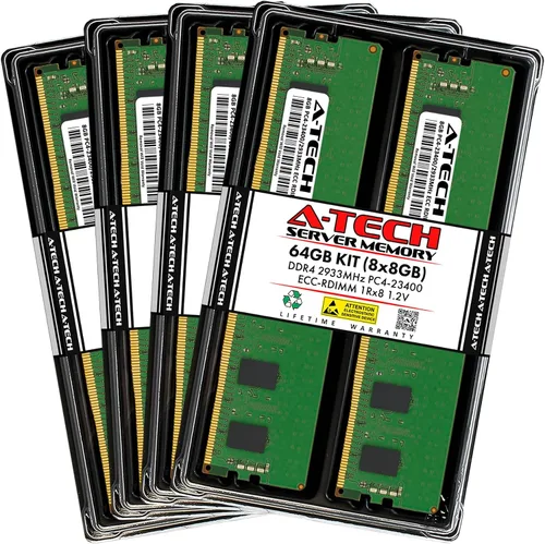 Vista 107 de A-Tech 4GB DDR4 2133MHz PC4-17000 ECC RDIMM 1Rx8 Single Rank 1.2V ECC Registered DIMM de 288 pines Módulo de actualización de memoria RAM