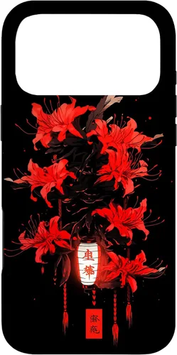 Vista 22 de iPhone 16 Red Spider Lily Funda de anime de manga estética japonesa japonesa
