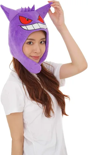 Vista 6 de SAZAC Pokemon Gengar Kigurumi Hat - Disfraz de Halloween, cosplay, gorro con orejeras, Púrpura
