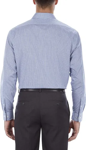 Vista 2 de Van Heusen Camisa de vestir para hombre, ajuste regular, cuello flexible, a cuadros
