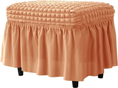 Vista 10 de SZJIAHTM Funda otomana elástica de celosía, funda elástica suave con falda, reposapiés rectangular de poliéster, protector de muebles moderno