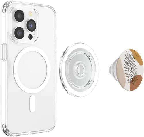 Vista 3 de Boho Line Art Leaves PopSockets MagSafe PopGrip para iPhone