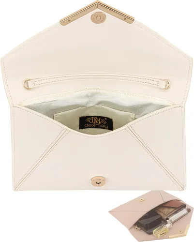 Vista 6 de Dexmay - Bolso de mano tipo sobre para mujer, tamaño mediano, de piel saffiano, plegable