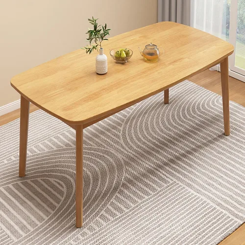 Vista 8 de Mesa de comedor rectangular de madera maciza, mesa de cocina rústica con almohadillas antideslizantes para los pies, estructura estable, adecuada