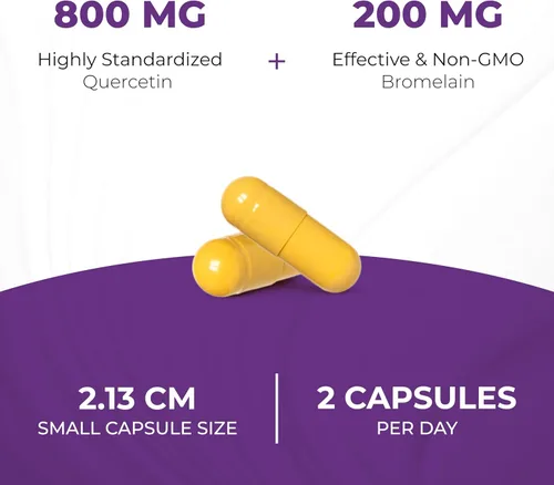 Vista 9 de Sandhu - Suplemento de quercetina con bromelina, complejo de quercetina y bioflavonoides para el refuerzo inmunitario y la salud respiratoria, 1,000