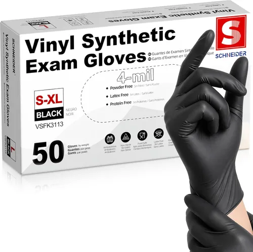 Vista 9 de Schneider Vinyl Synthetic Exam Gloves, 4 Mil, Latex Free Disposable Gloves for Medical, Cooking, Cleaning, and Food Prep