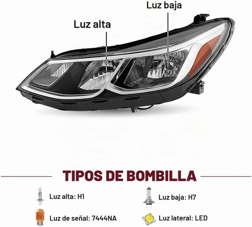 Vista 3 de JSBOYAT Compatible con el conjunto de faros delanteros Chevy Cruze 2016-2019 de repuesto, halógeno, no proyector, faro delantero estilo OE, lado