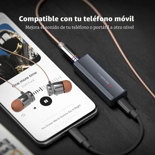 Vista 5 de Fosi Audio DS2 USB C a AUX Amplificador de auriculares DAC Dongle 0.138 in Jack Audio Amplificador portátil de doble salida DSD256 0.173 in
