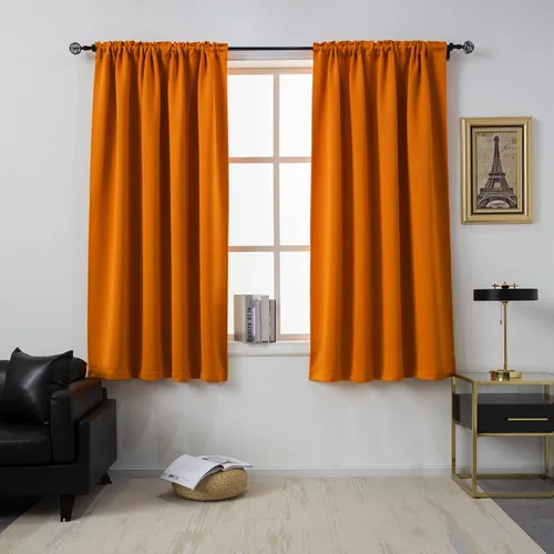 Vista 41 de DUALIFE Cortinas opacas de 45 pulgadas de largo, 2 paneles para ventanas pequeñas de dormitorio, aislamiento térmico, bolsillo para barra, cortinas