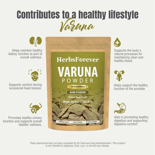 Vista 7 de HerbsForever Varuna Powder - Crataeva Nurvala - Salud de la próstata - Apoya la salud prostática, riñones, vesícula biliar y tracto urinario - Sin