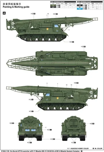 Vista 3 de Trumpeter ex-soviet 2p19 lanzador con R-17 misil modelo kit