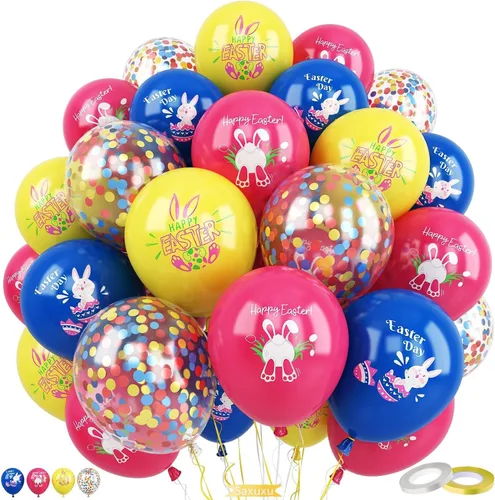 Vista 14 de Globos rosados y negros, 60 piezas de 12 pulgadas, color rosa intenso, rosa claro, negro, confeti, globos metálicos rosados para fiesta temática
