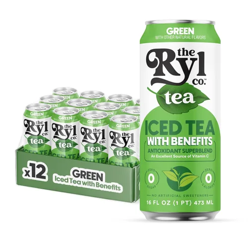 Vista 23 de Ryl Té Helado, Té Cítrico Verde, Súper Mezcla Antioxidante, Sin Azúcar, Bajo en Carbohidratos, Cero Calorías - 16.0 Fl Oz (Paquete de 12)