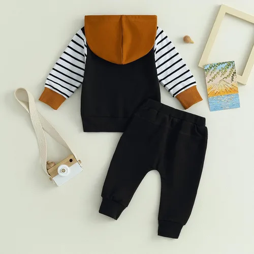 Vista 5 de Hoanselay Conjunto de sudadera de manga larga con capucha y pantalones de otoño e invierno para bebé niño