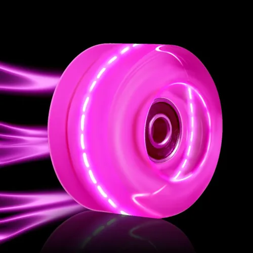 Vista 8 de Tanzfrosch Paquete de 8 Ruedas de Patines con Rodamientos Instalados Ruedas Cuádruples con Luz para Patinaje de Doble Fila y Monopatín 82A Rosa