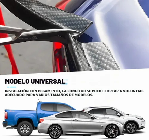 Vista 6 de Blilo Kit de alerón para maletero de automóvil, kit universal de barra de tira de ala trasera automotriz de 4.9 pies, instalación sin perforaciones