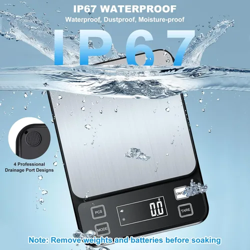 Vista 2 de Diyife - Báscula de cocina grande de 22 libras con 0.00 oz de alta precisión, IPX67 impermeable Stainless Steel Food Scale, 10 Unit, Washable