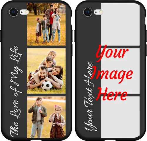 Vista 8 de Funda de teléfono con foto personalizada para iPhone 7 8 SE 2020 2022, imagen/texto personalizado, cubierta negra suave y delgada, regalo único