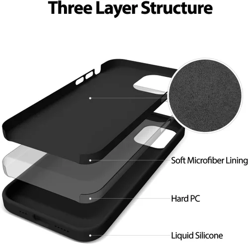 Vista 4 de GOOSPERY Funda para iPhone 12 Pro, silicona y plástico con forro de microfibra suave (negro)