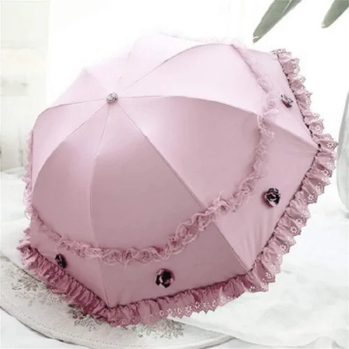 Vista 20 de Honeystore Paraguas plegable a prueba de rayos ultravioleta Princess Lace Parasol con cúpula anti-UV