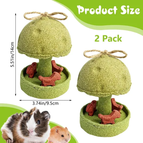 Vista 2 de PINVNBY Juguetes masticables para hámster, 2 unidades, natural, Timothy Golosinas de conejo para evitar el crecimiento excesivo de dientes