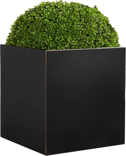 Vista 11 de Wallowa Maceta metálica de cubo pesado, no requiere montaje, maceta grande negra sin costuras, para exteriores, 17 pulgadas de largo x 17 pulgadas