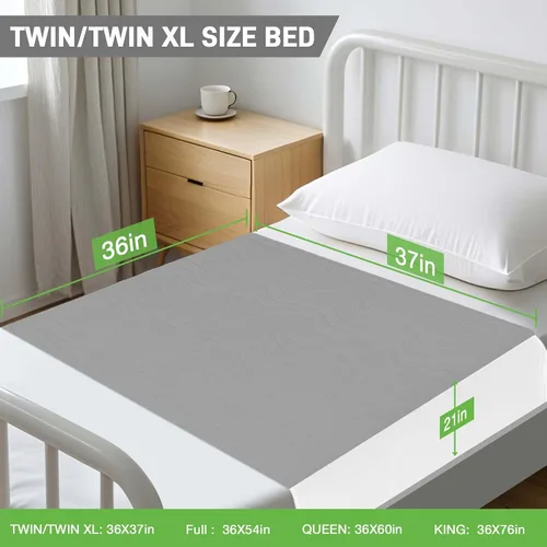 Vista 5 de Almohadillas de Cama Lavables Impermeables para Incontinencia de Adultos, Almohadillas de Humedad Reutilizables, Protector de Colchón, Almohadillas