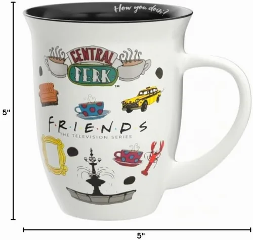 Vista 6 de Silver Buffalo - Taza de cerámica con el logotipo de Central Perk de la serie Friends, de borde ancho, de 16 onzas