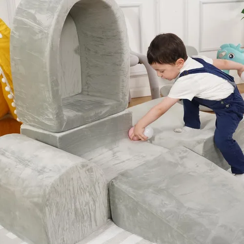 Vista 7 de Bloques de escalada de espuma para niños pequeños, juego suave de interior para bebés, funda de terciopelo y espuma viscoelástica de alta densidad