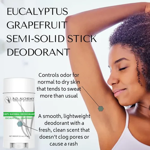 Vista 3 de RD ALCHEMY - EUCALYPTUS GRAPEFRUIT - El mejor desodorante en barra semisólido 100% natural y orgánico. Libre de aluminio, bicarbonato de sodio